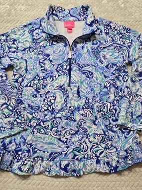 Lilly Pulitzer Skipper Popover Girls XL 12-14 Ruffle Hem